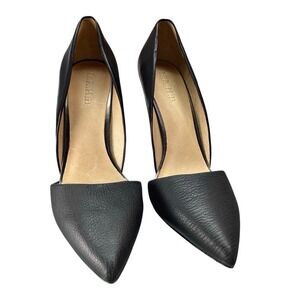 L.A.M.B. Gwen Stefani Black Leather Pointed Toe D'Orsay Stiletto Pumps Heels 10M